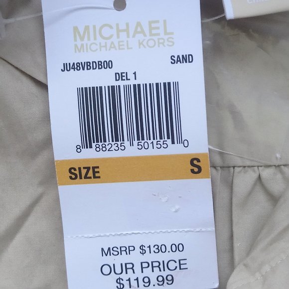 NWT $130 MICHAEL KORS Sand Safari Button Front Shirtdress Sz S 100% Cotton - Picture 9 of 11